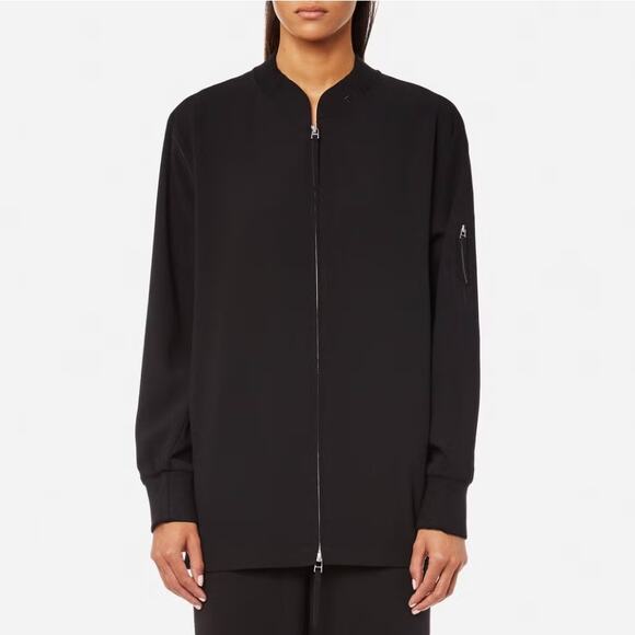 T by Alexander Wang Black Oversized Crepe Welded Bomber Jacket Small - Picture 10 of 10